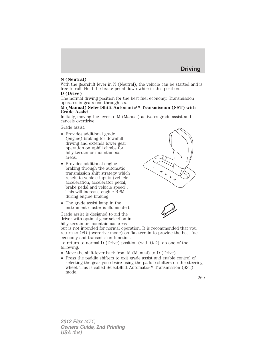 Driving | FORD 2012 Flex v.2 User Manual | Page 270 / 407