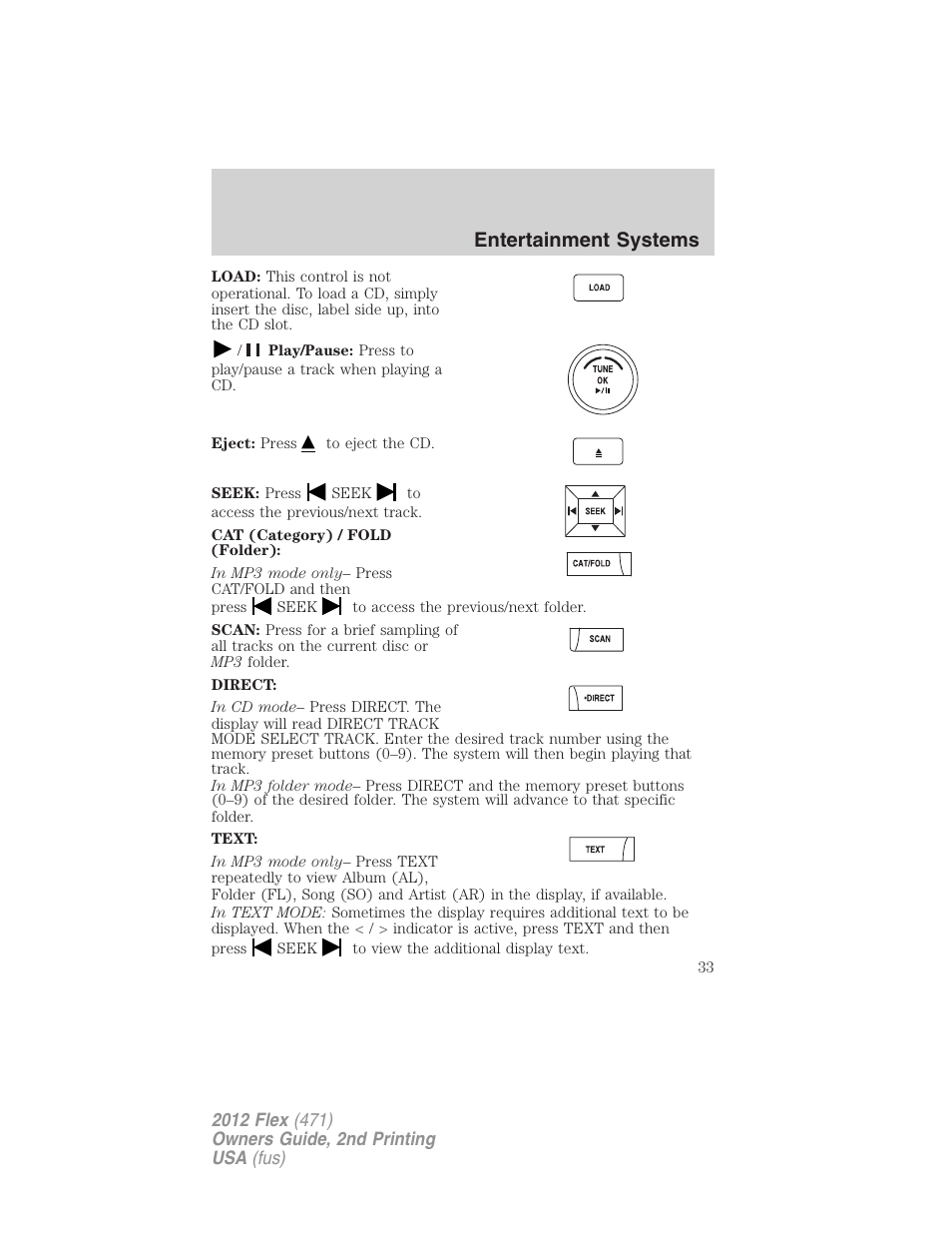 Entertainment systems | FORD 2012 Flex v.2 User Manual | Page 34 / 407