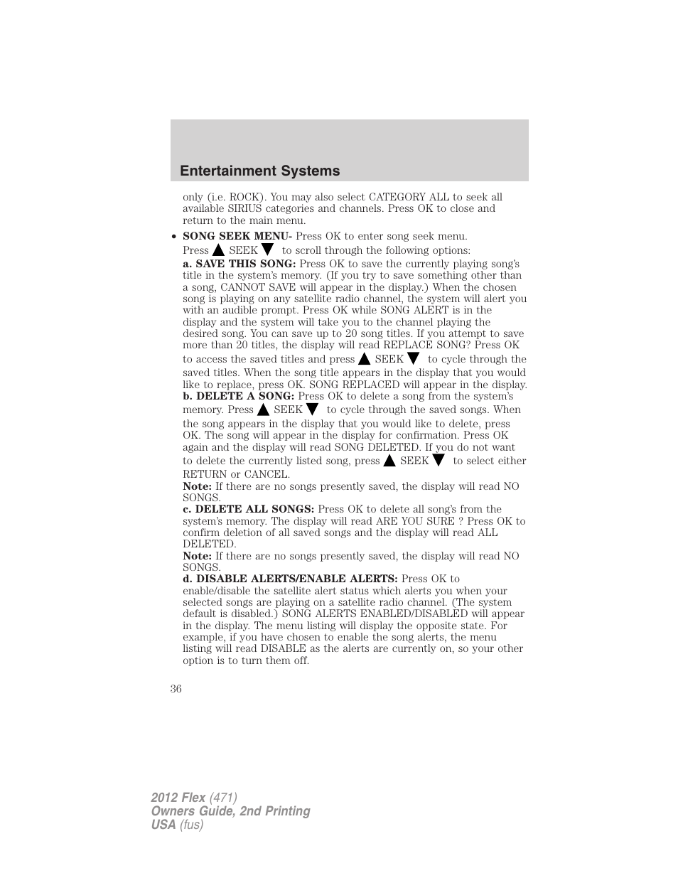 Entertainment systems | FORD 2012 Flex v.2 User Manual | Page 37 / 407