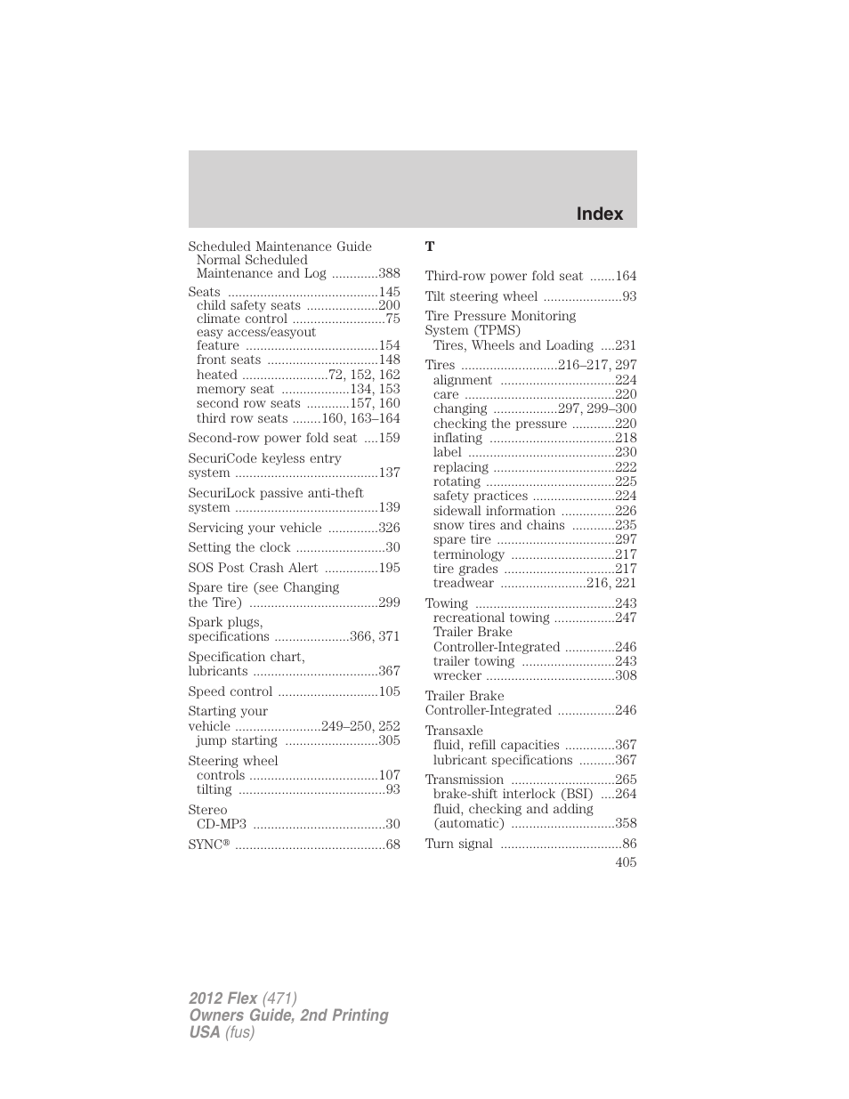 Index | FORD 2012 Flex v.2 User Manual | Page 406 / 407
