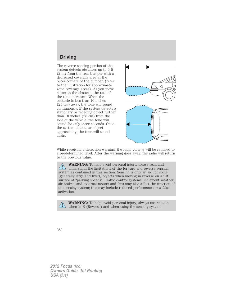 Driving | FORD 2012 Focus v.1 User Manual | Page 282 / 406