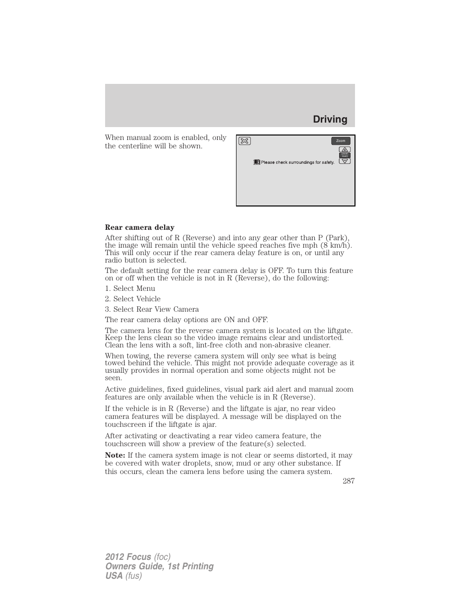 Driving | FORD 2012 Focus v.1 User Manual | Page 287 / 406