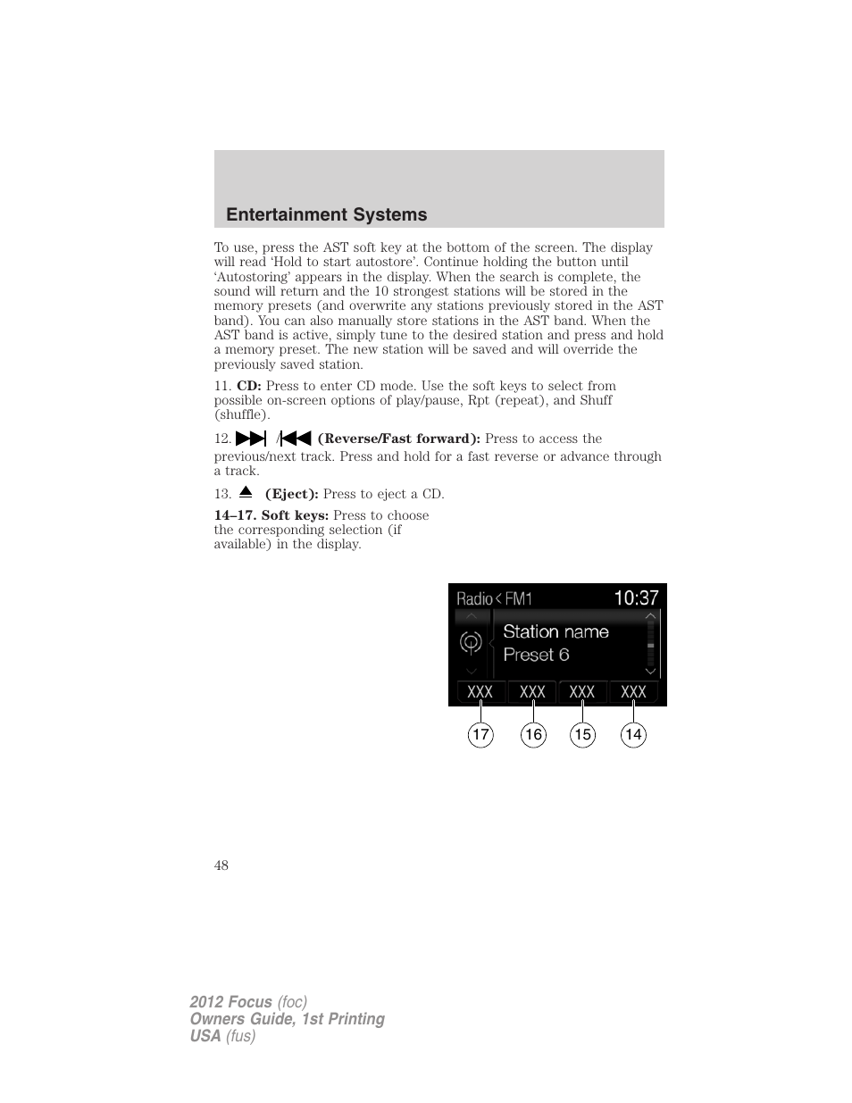 Entertainment systems | FORD 2012 Focus v.1 User Manual | Page 48 / 406