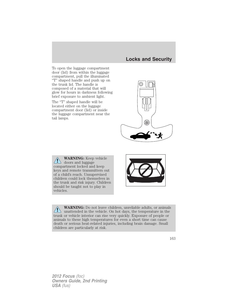 Locks and security | FORD 2012 Focus v.2 User Manual | Page 163 / 405