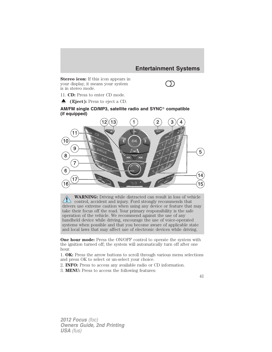 Entertainment systems | FORD 2012 Focus v.2 User Manual | Page 41 / 405