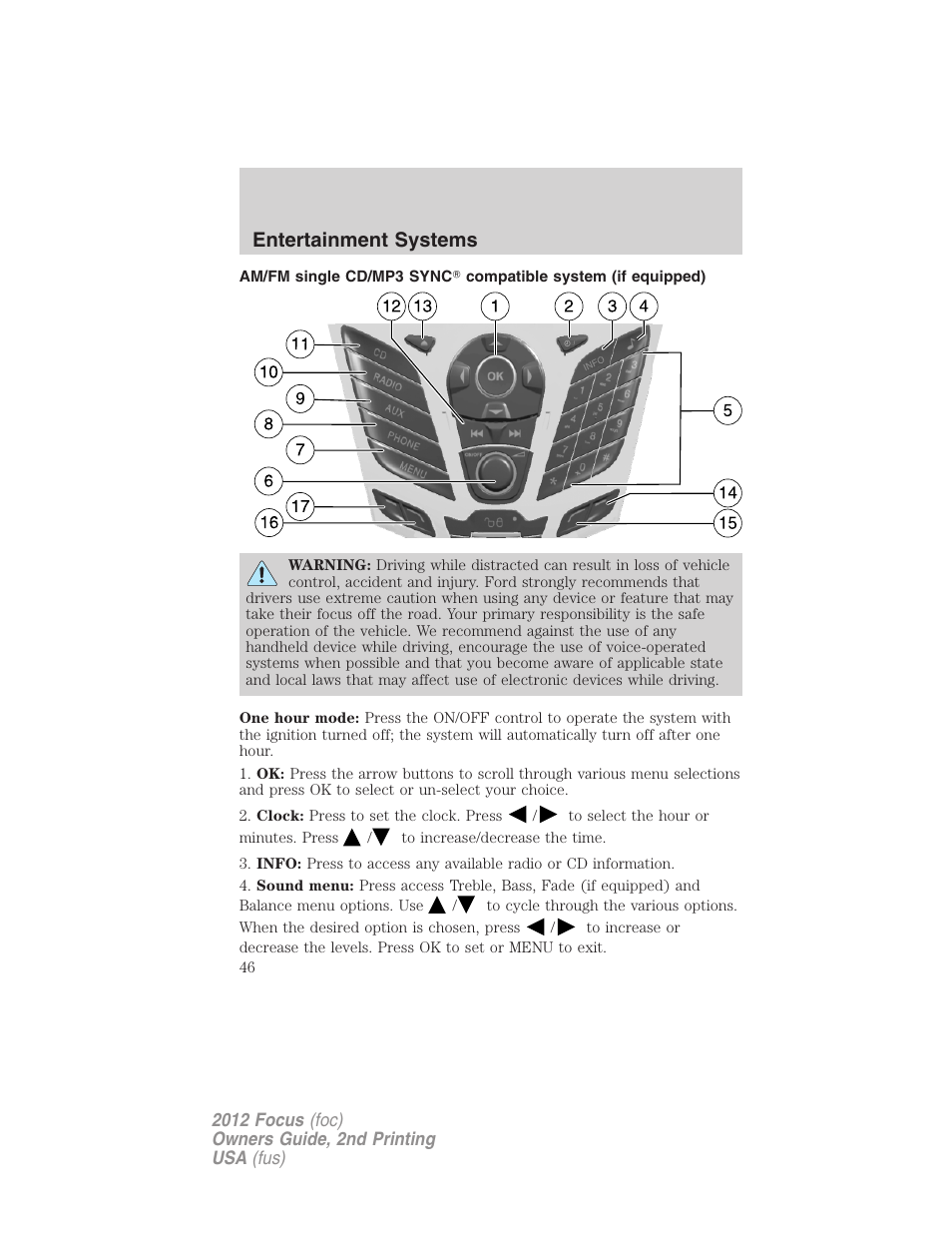 Entertainment systems | FORD 2012 Focus v.2 User Manual | Page 46 / 405