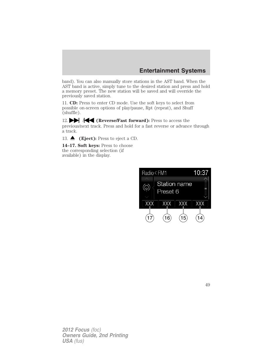 Entertainment systems | FORD 2012 Focus v.2 User Manual | Page 49 / 405