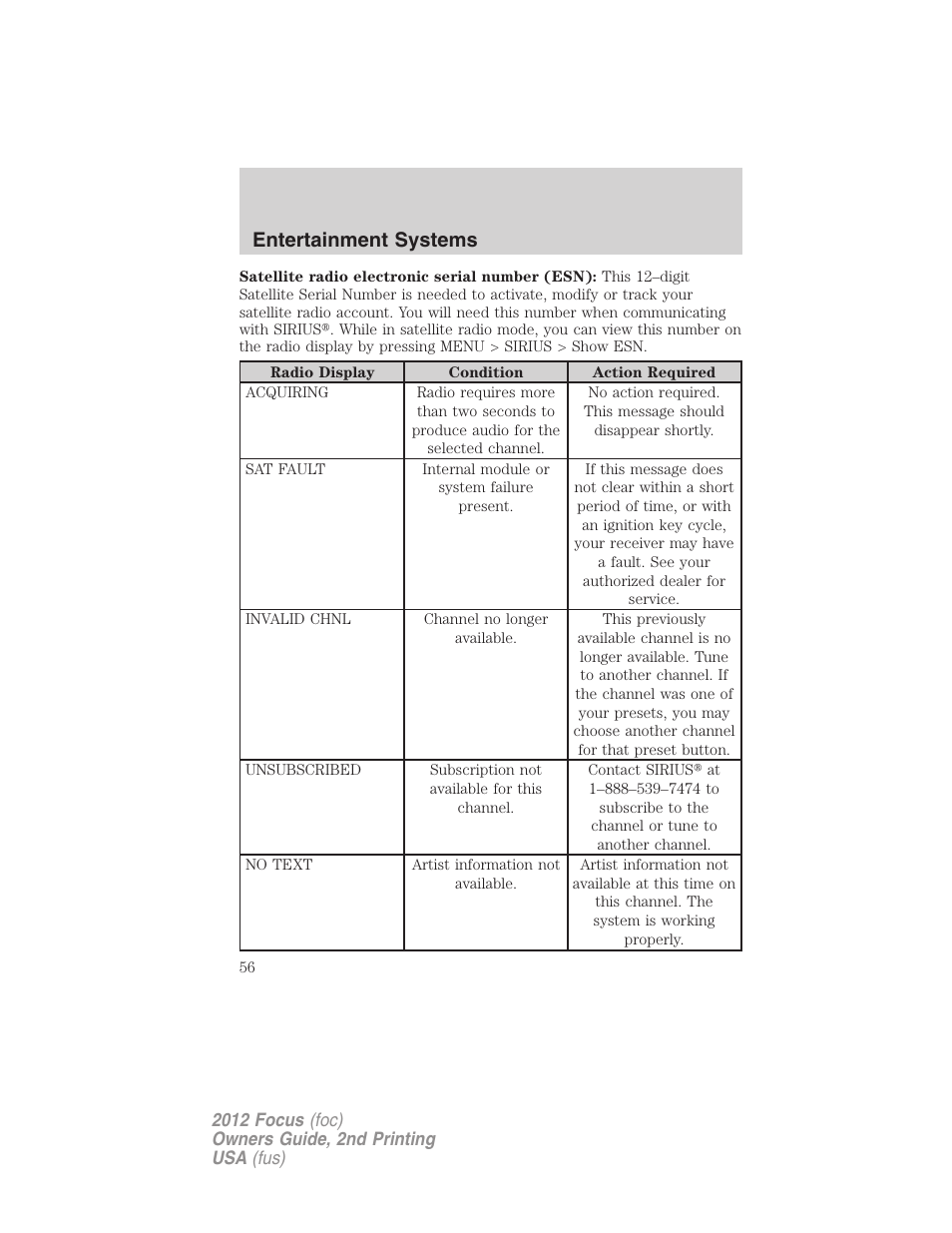 Entertainment systems | FORD 2012 Focus v.2 User Manual | Page 56 / 405