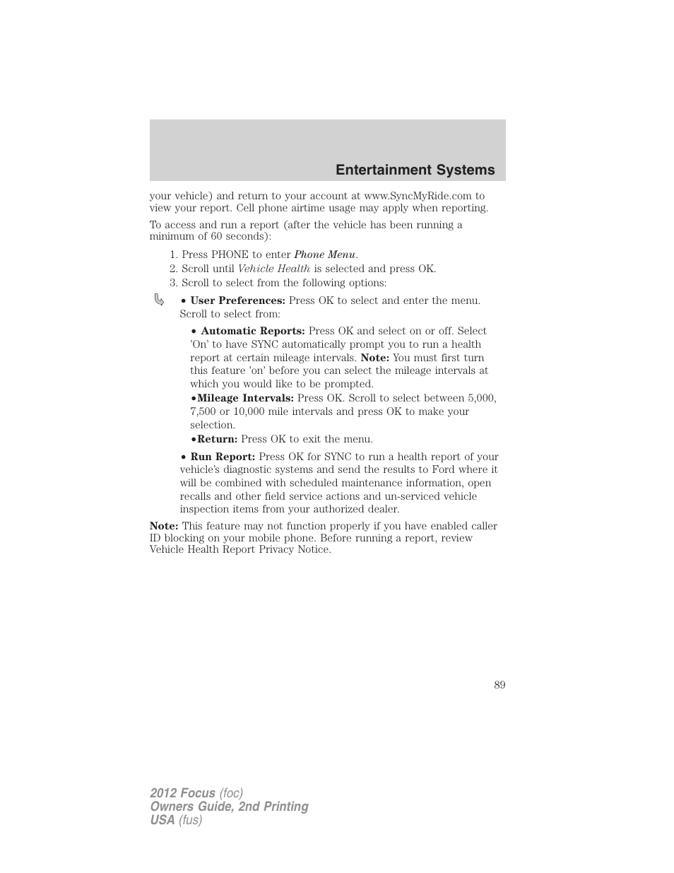 Entertainment systems | FORD 2012 Focus v.2 User Manual | Page 89 / 405