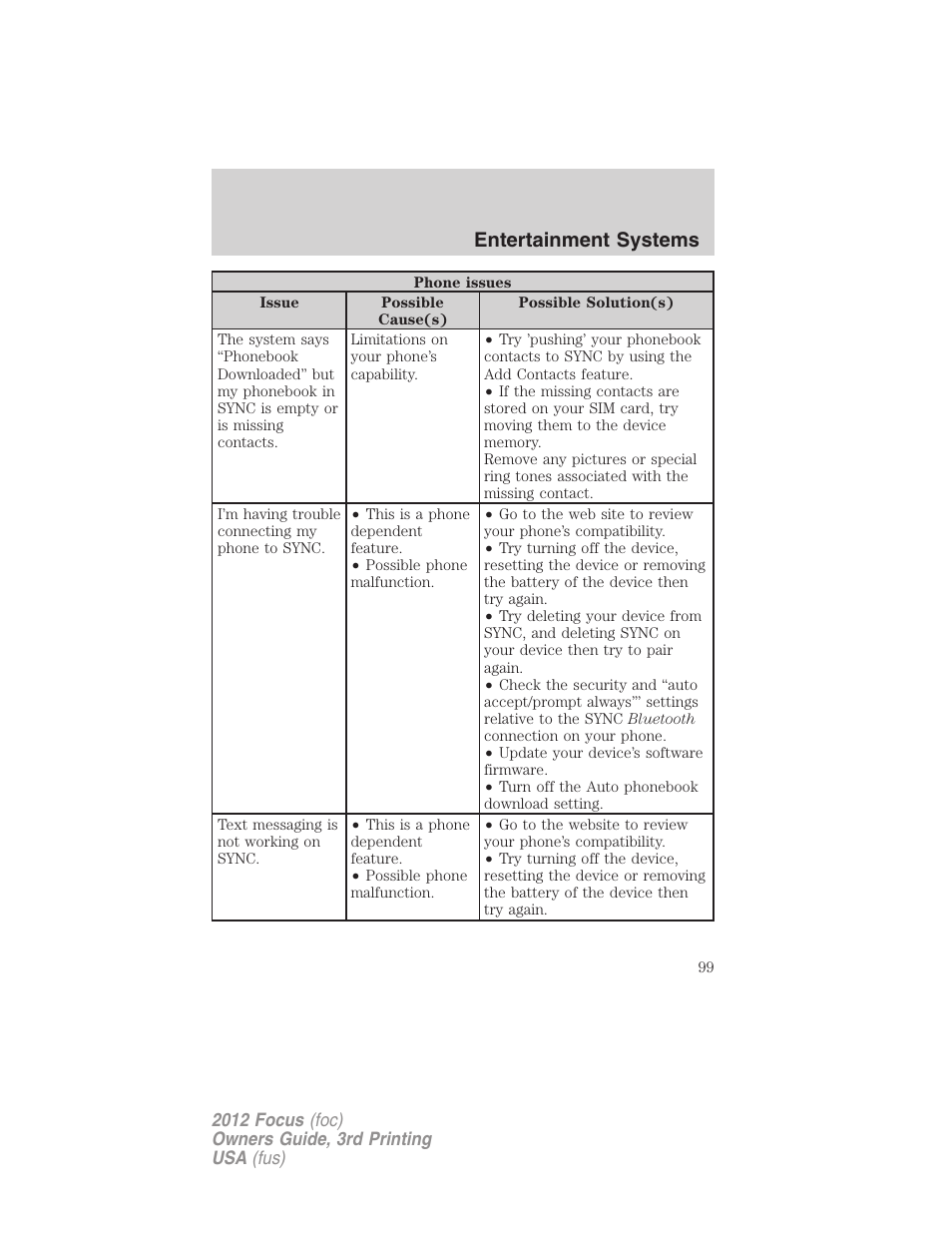 Entertainment systems | FORD 2012 Focus v.3 User Manual | Page 100 / 404