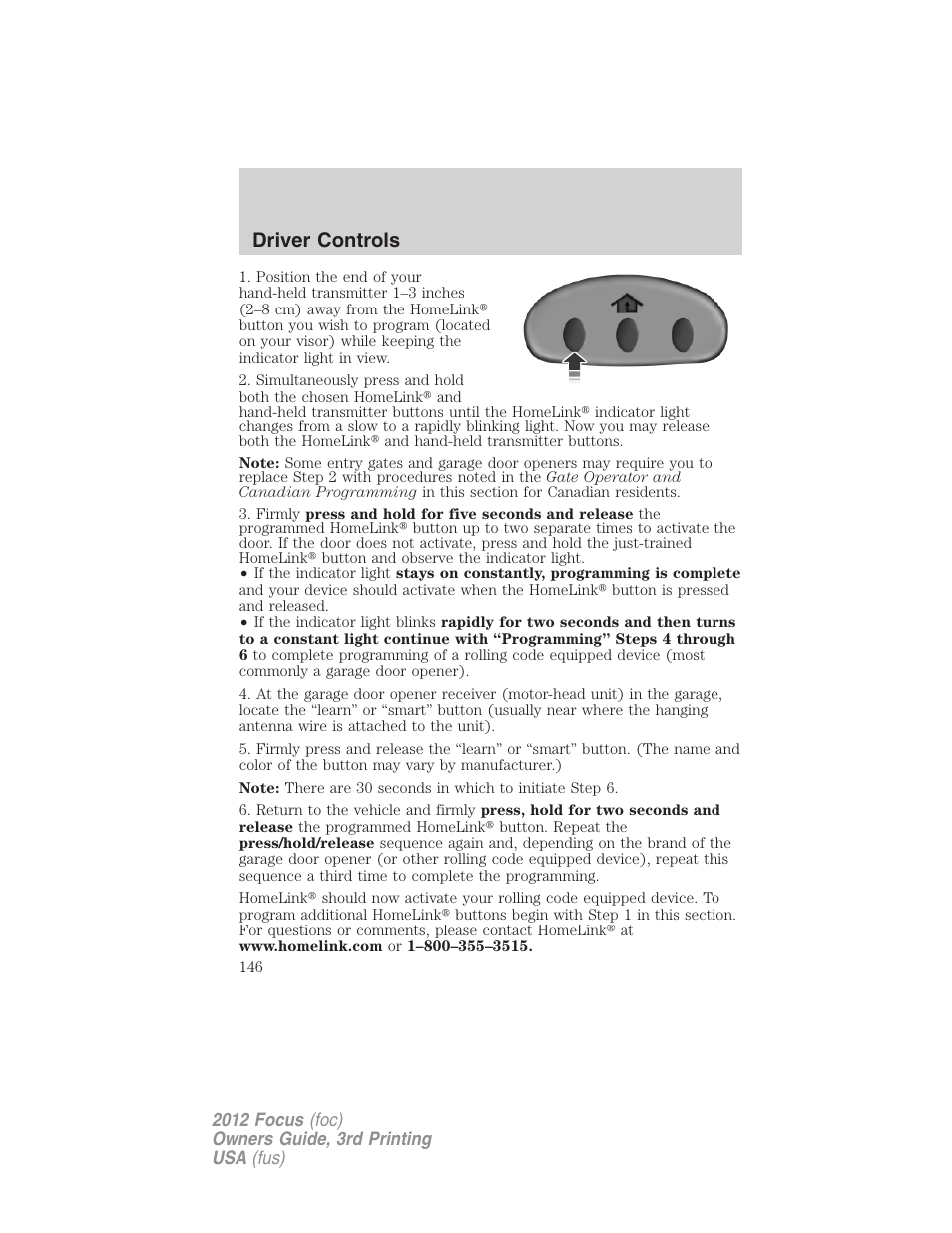 Driver controls | FORD 2012 Focus v.3 User Manual | Page 147 / 404
