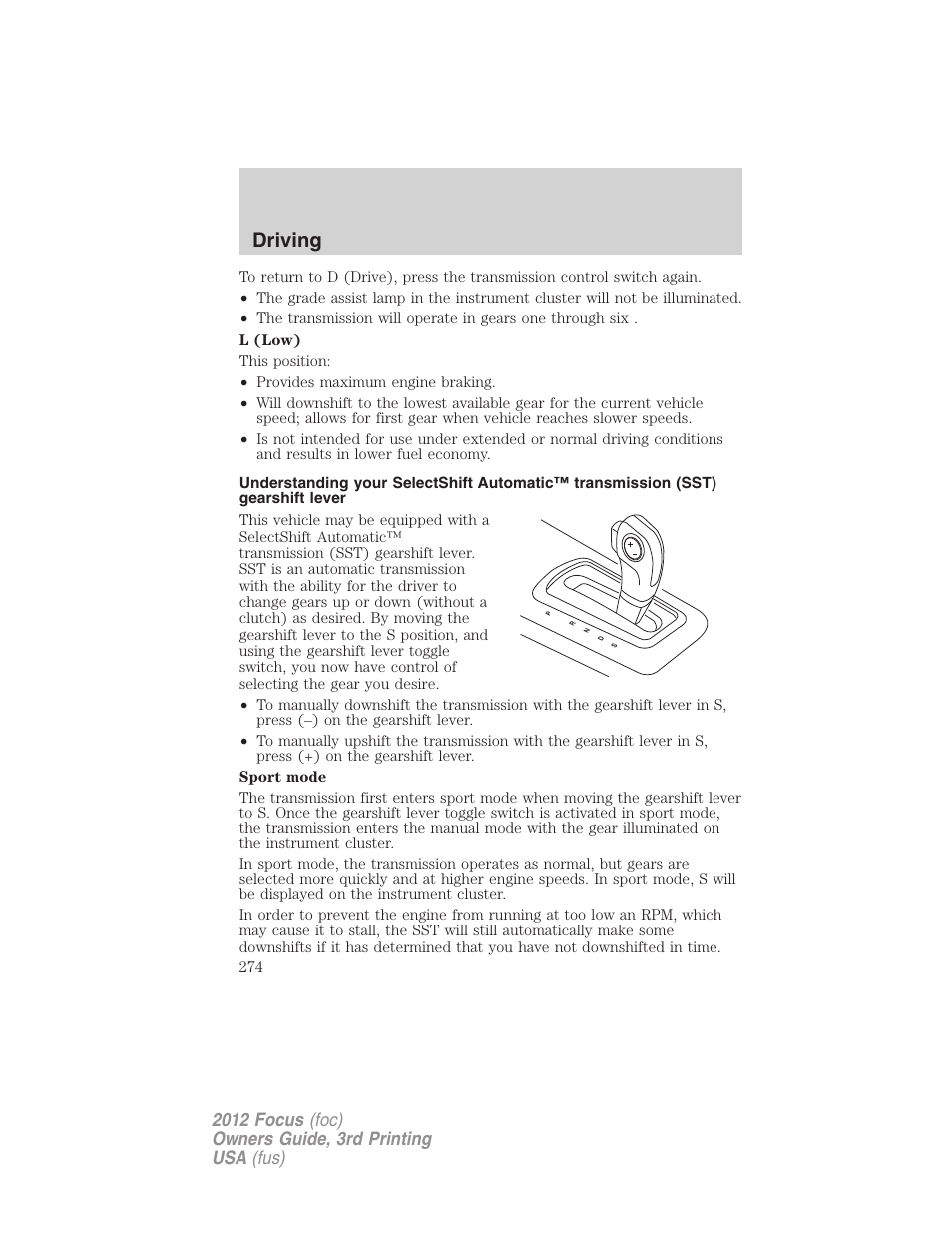 Driving | FORD 2012 Focus v.3 User Manual | Page 275 / 404