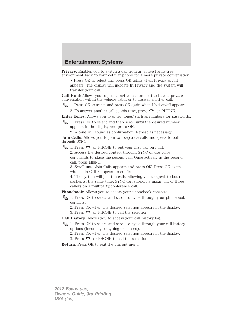 Entertainment systems | FORD 2012 Focus v.3 User Manual | Page 67 / 404