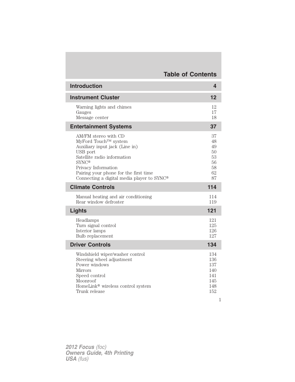 FORD 2012 Focus v.4 User Manual | 405 pages