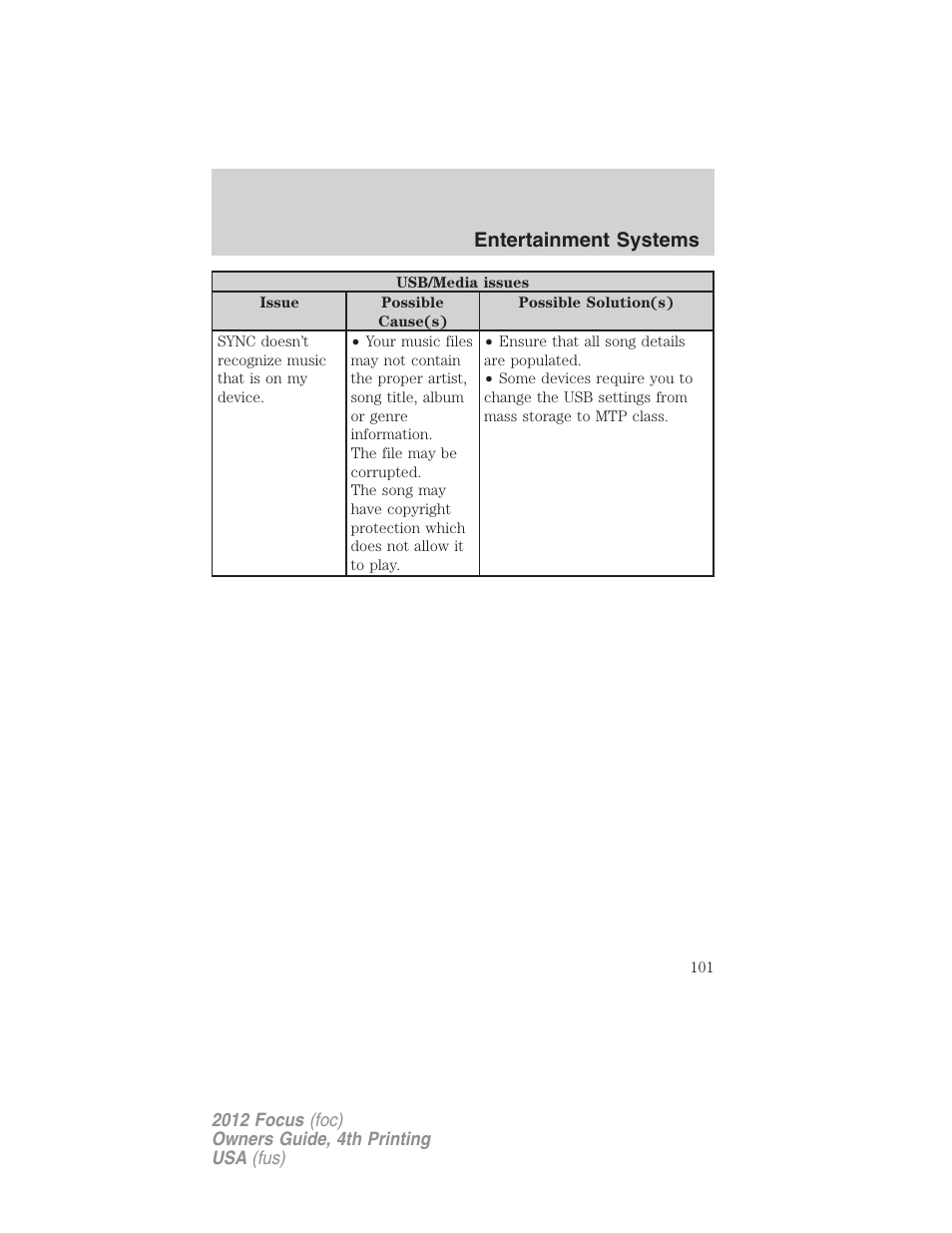 Entertainment systems | FORD 2012 Focus v.4 User Manual | Page 101 / 405