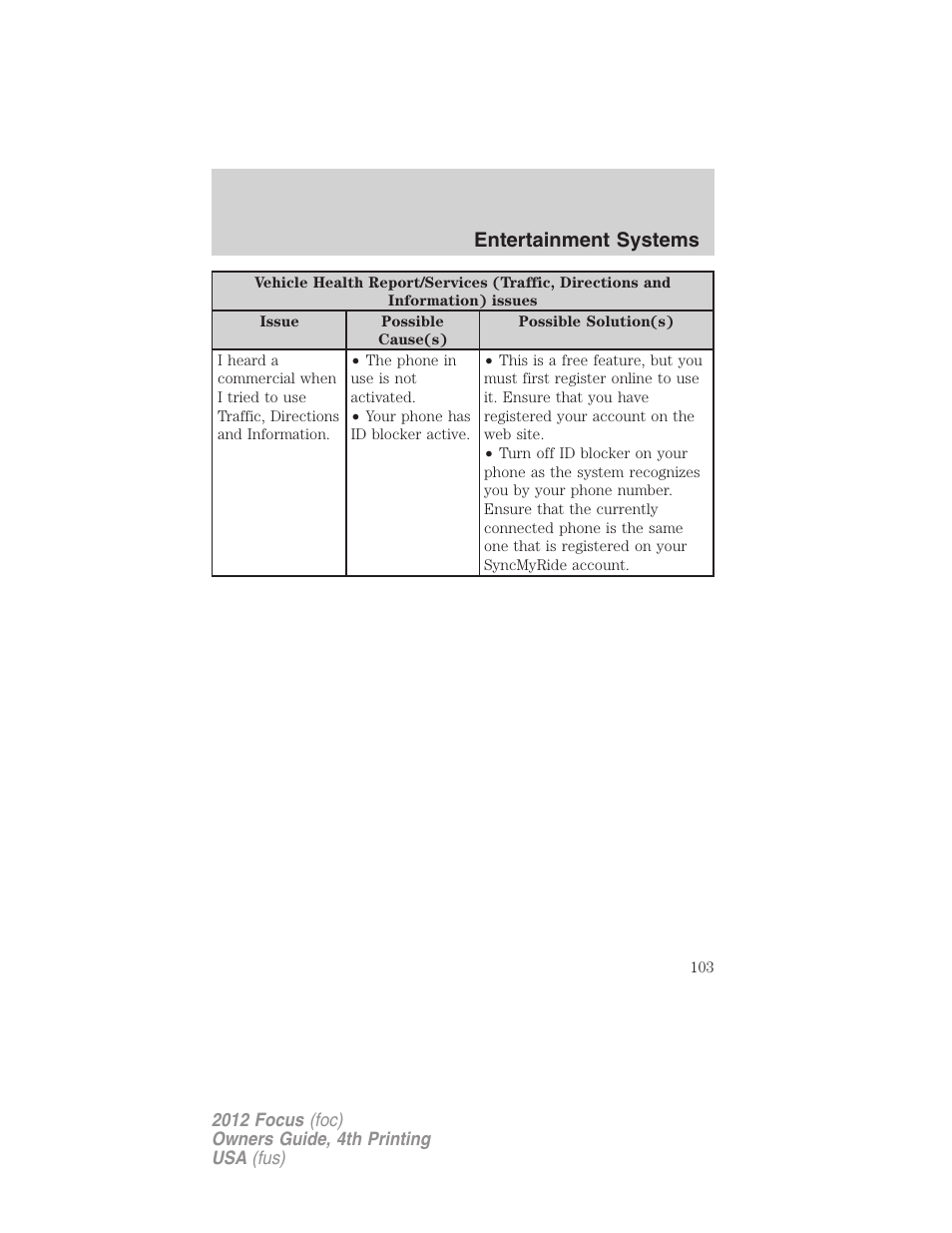 Entertainment systems | FORD 2012 Focus v.4 User Manual | Page 103 / 405
