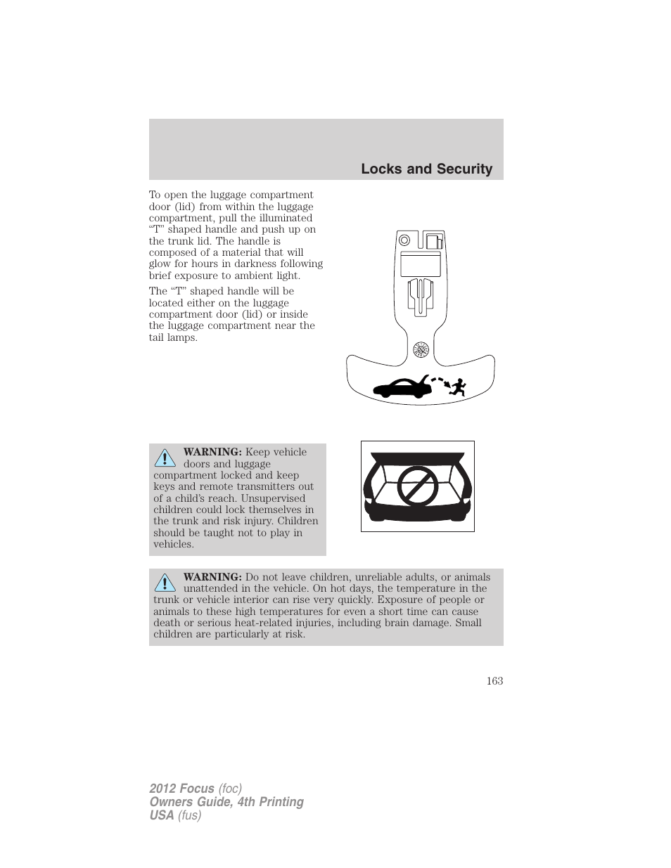 Locks and security | FORD 2012 Focus v.4 User Manual | Page 163 / 405