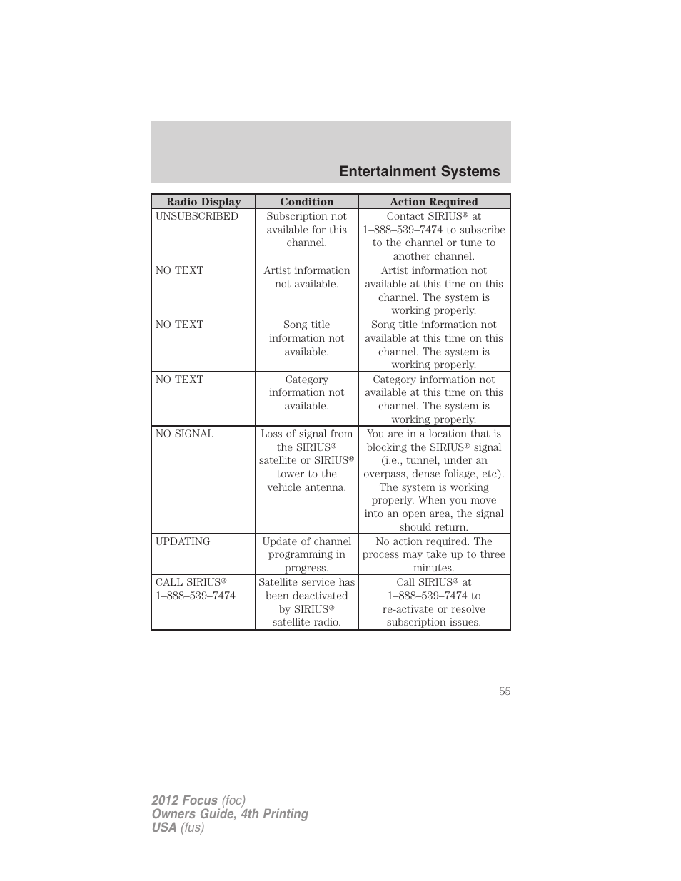 Entertainment systems | FORD 2012 Focus v.4 User Manual | Page 55 / 405