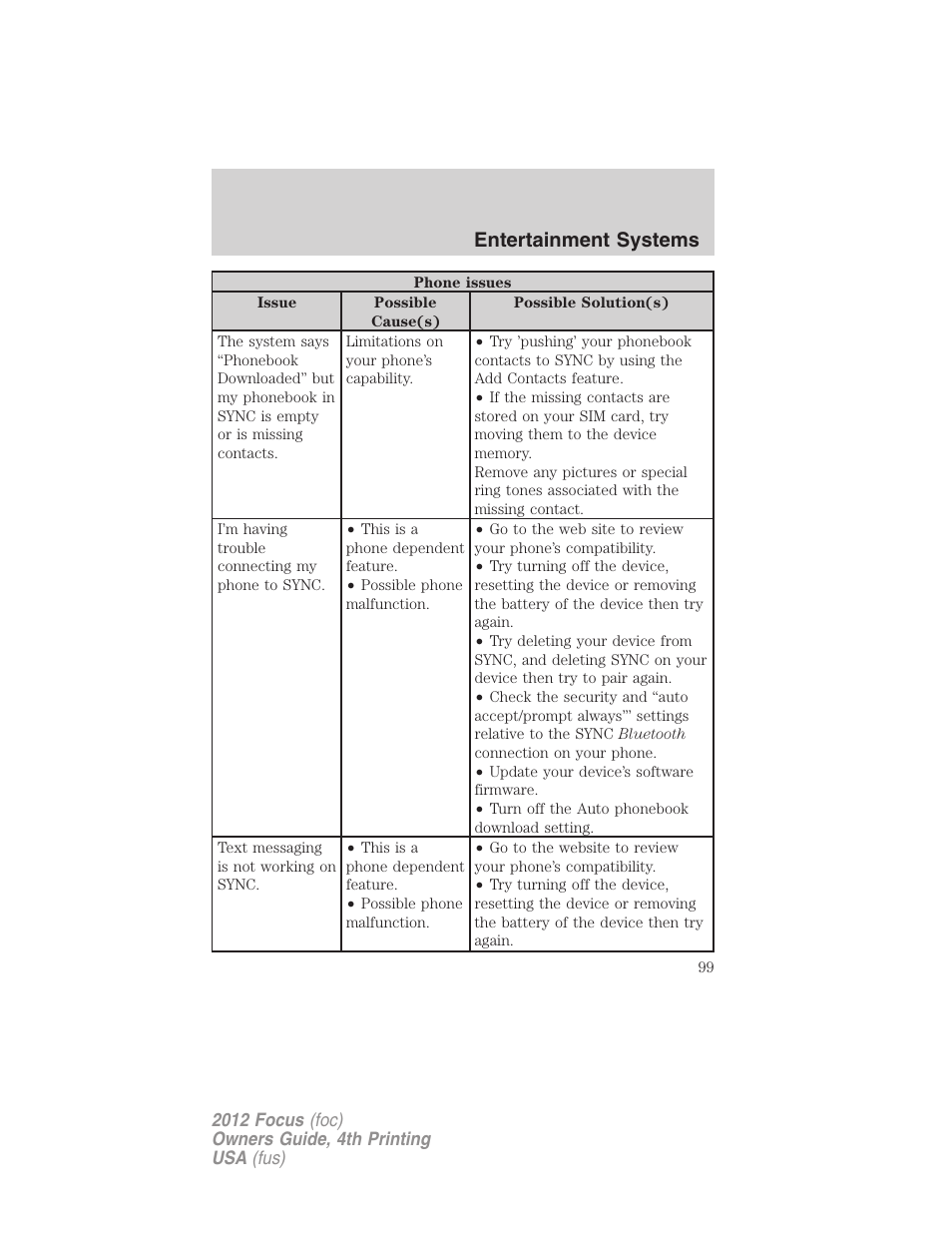 Entertainment systems | FORD 2012 Focus v.4 User Manual | Page 99 / 405