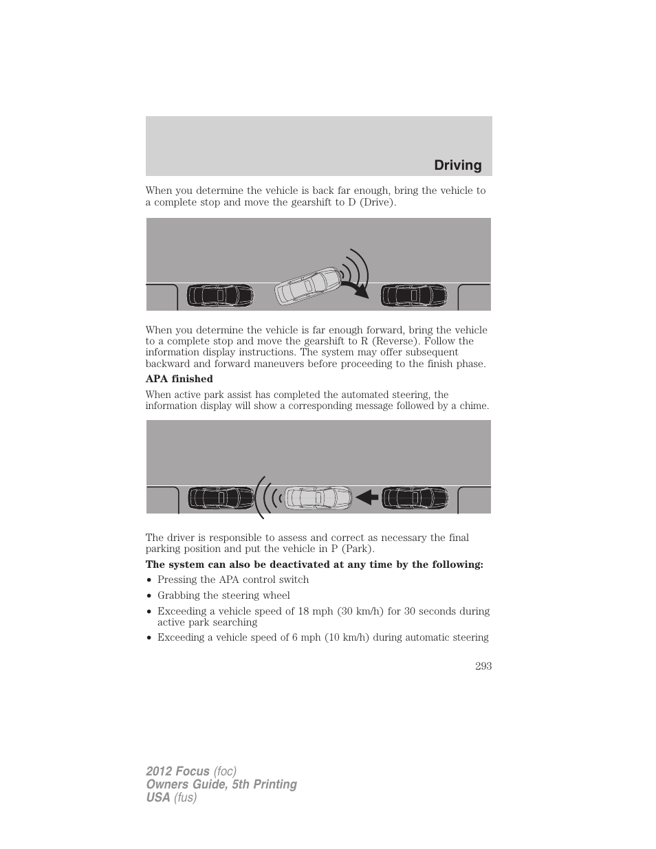 Driving | FORD 2012 Focus v.5 User Manual | Page 293 / 407