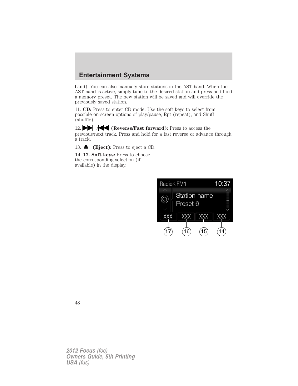 Entertainment systems | FORD 2012 Focus v.5 User Manual | Page 48 / 407