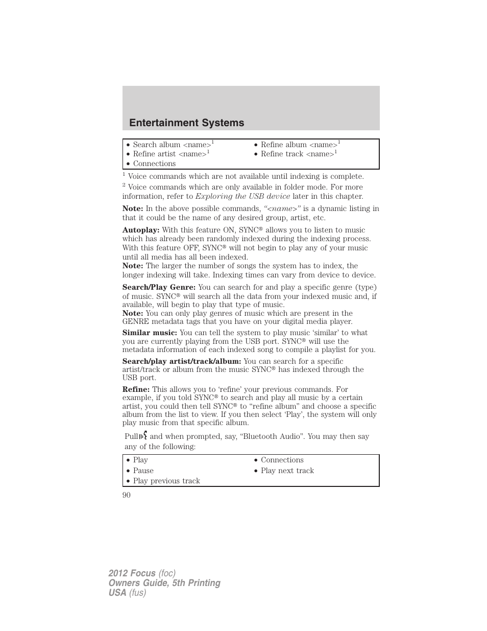 Entertainment systems | FORD 2012 Focus v.5 User Manual | Page 90 / 407