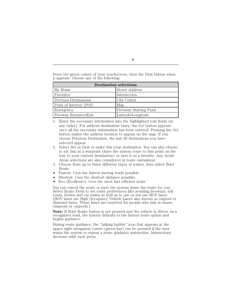 Setting a destination, Myford touch ா 113 | FORD 2012 Focus Electric User Manual | Page 113 / 380