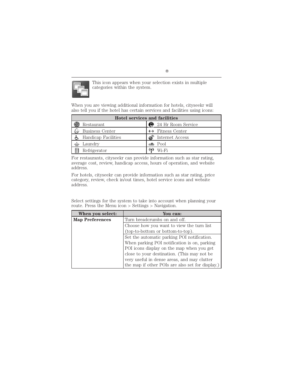 Setting your navigation preferences, 116 myford touch | FORD 2012 Focus Electric User Manual | Page 116 / 380