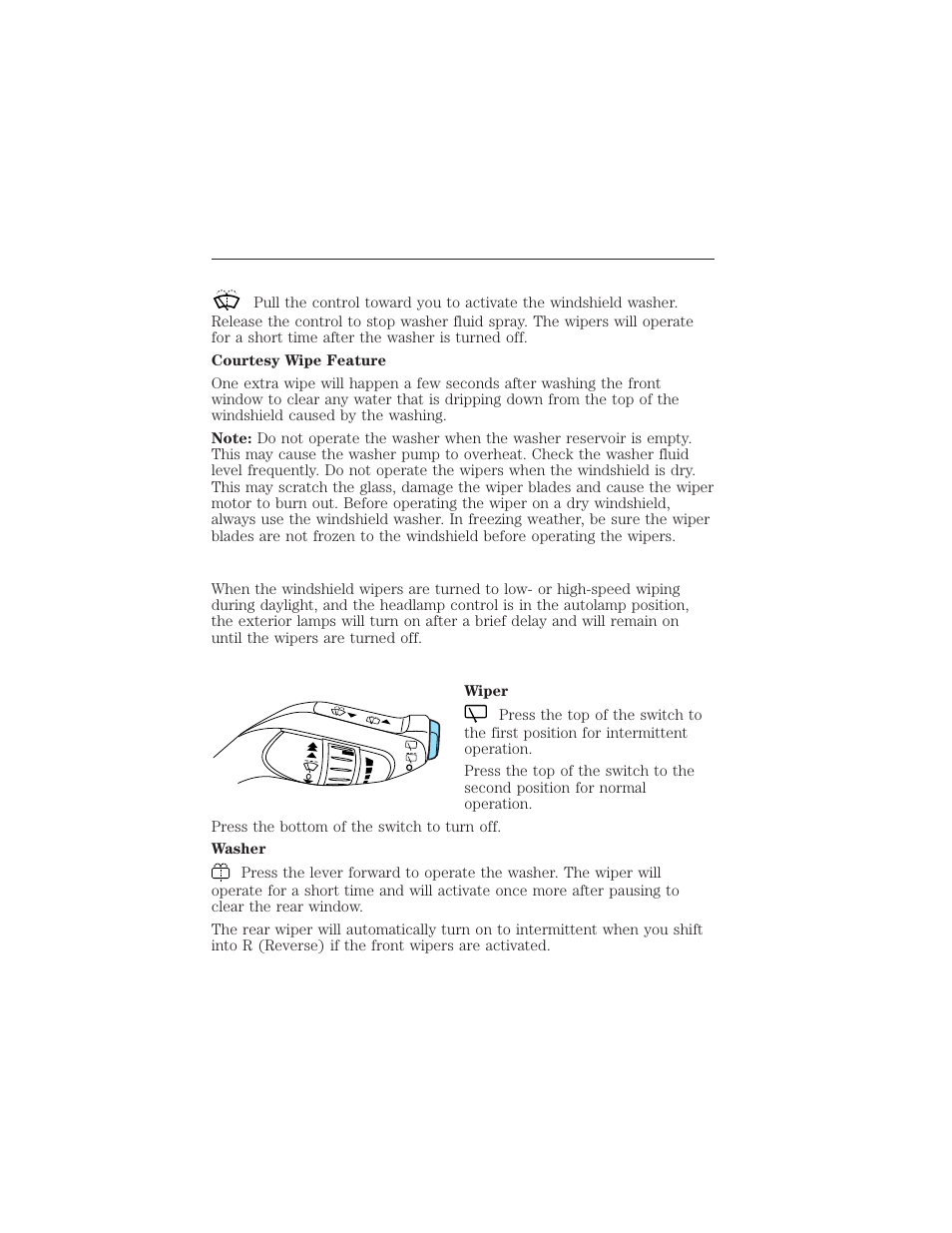 Windshield washer, Rear window wiper/washer, Driver controls 139 | FORD 2012 Focus Electric User Manual | Page 139 / 380