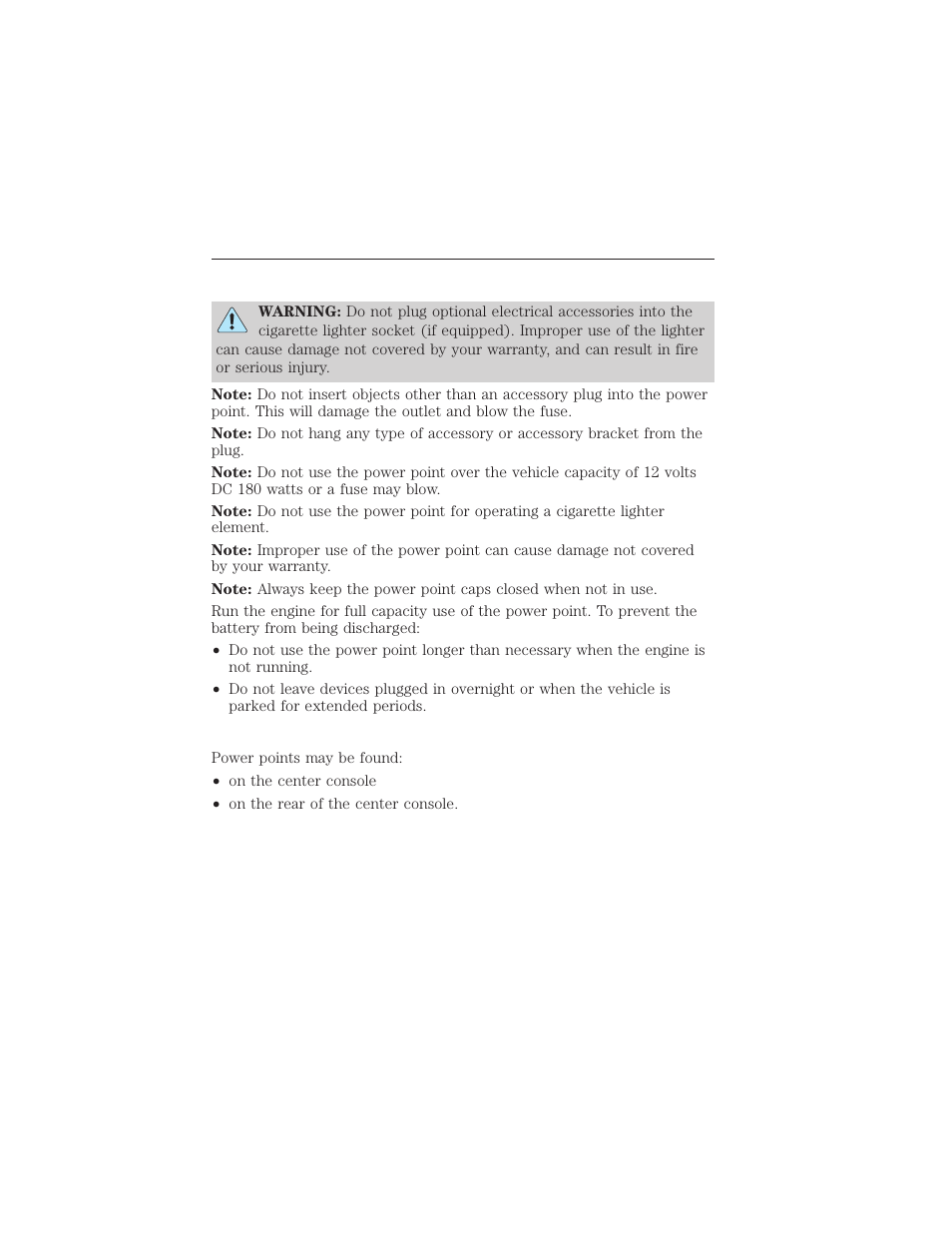 Auxiliary power points, Locations, Driver controls 141 | FORD 2012 Focus Electric User Manual | Page 141 / 380