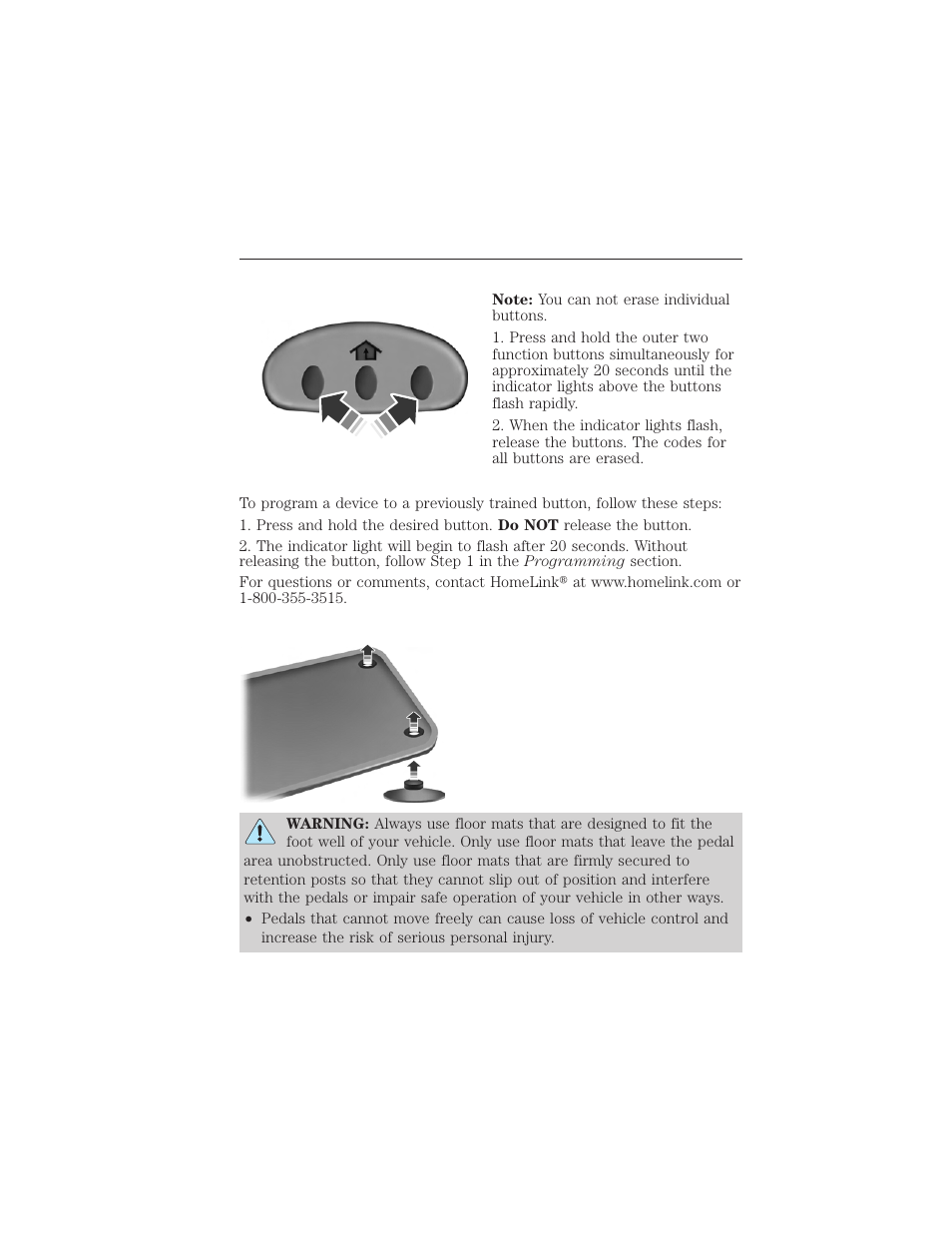 Erasing the function button codes, Reprogramming a single button, Positive retention floor mat | 152 driver controls | FORD 2012 Focus Electric User Manual | Page 152 / 380