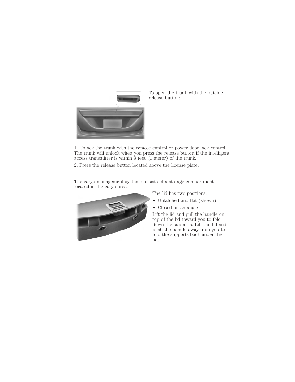 Trunk release, Cargo management system (if equipped), 154 driver controls | FORD 2012 Focus Electric User Manual | Page 154 / 380