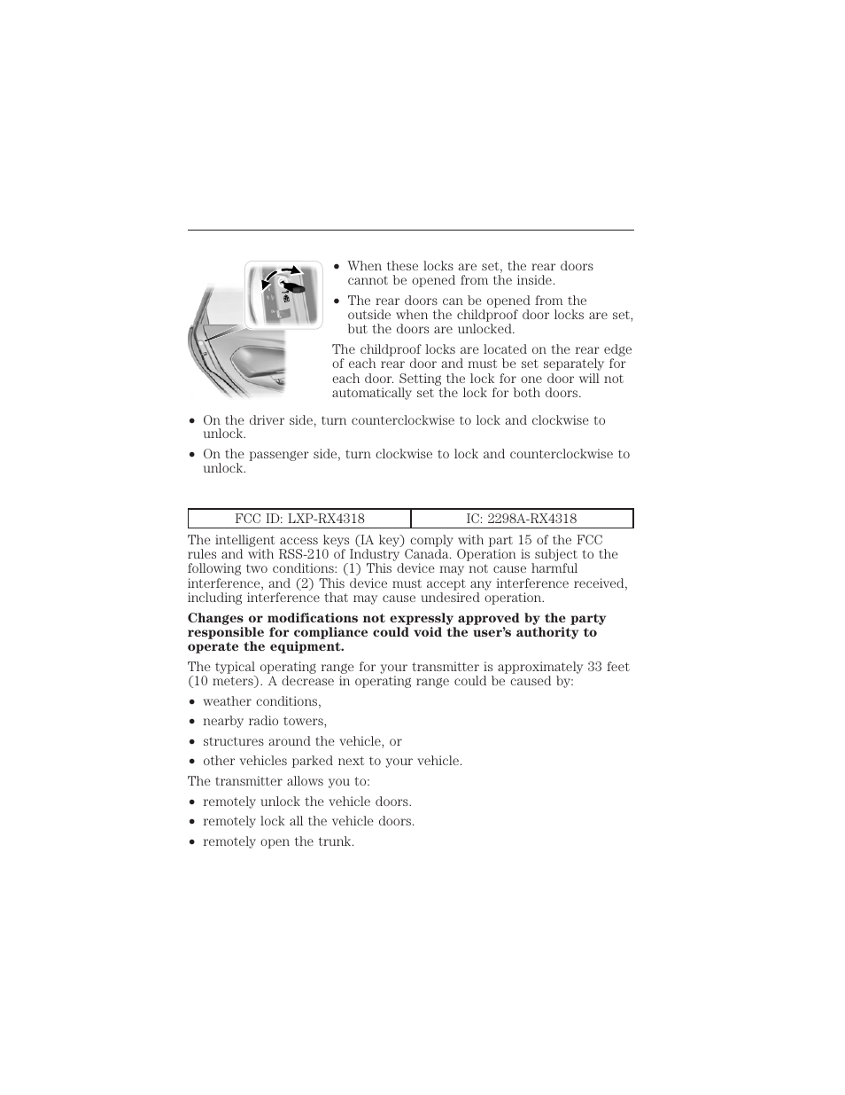 Child safety locks, Remote entry system, Locks and security 163 | FORD 2012 Focus Electric User Manual | Page 163 / 380