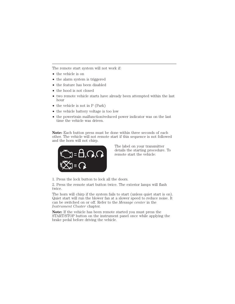 Remote starting the vehicle, Locks and security 169 | FORD 2012 Focus Electric User Manual | Page 169 / 380