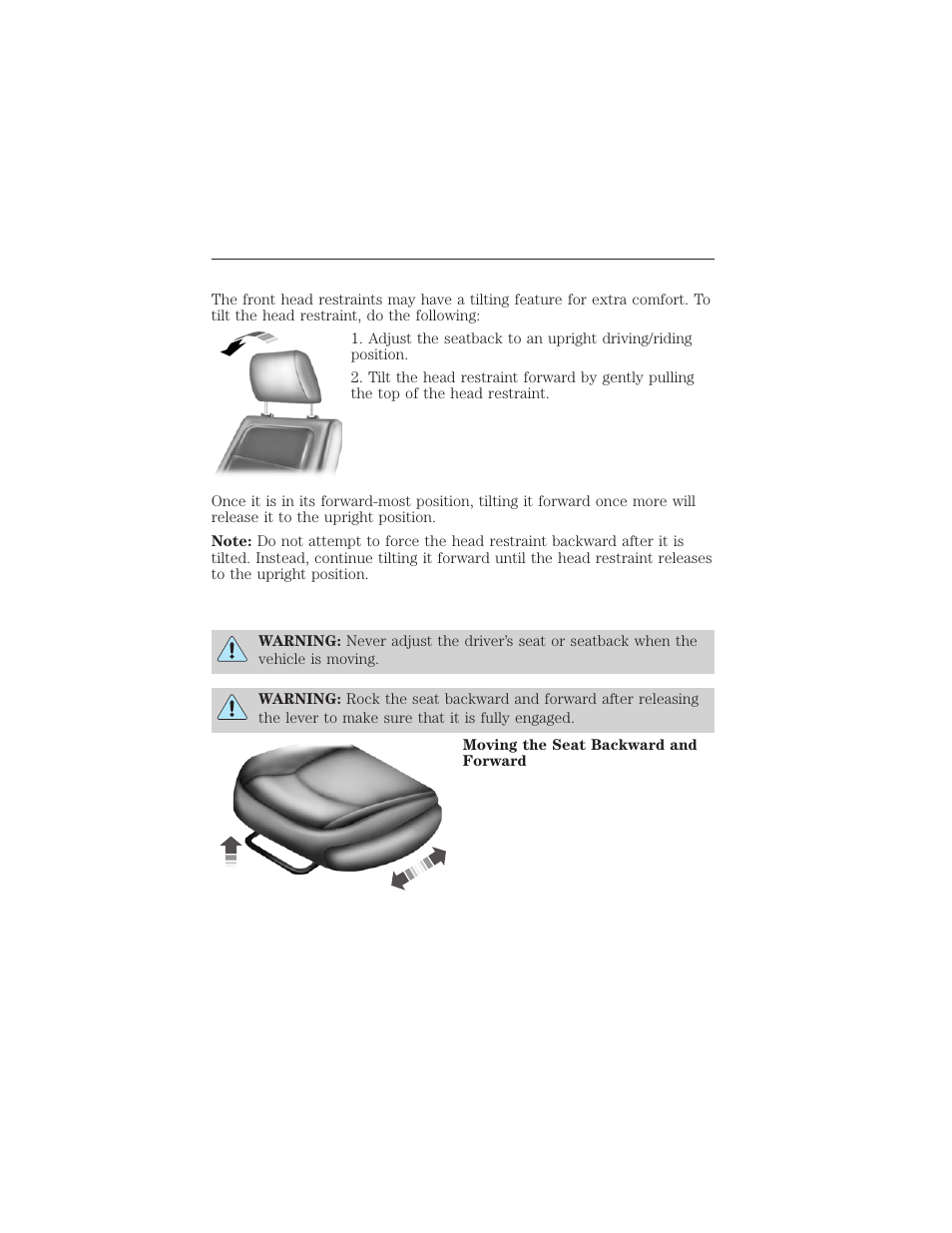 Tilting head restraints (if equipped), Manual seats, Seating and safety restraints 175 | FORD 2012 Focus Electric User Manual | Page 175 / 380