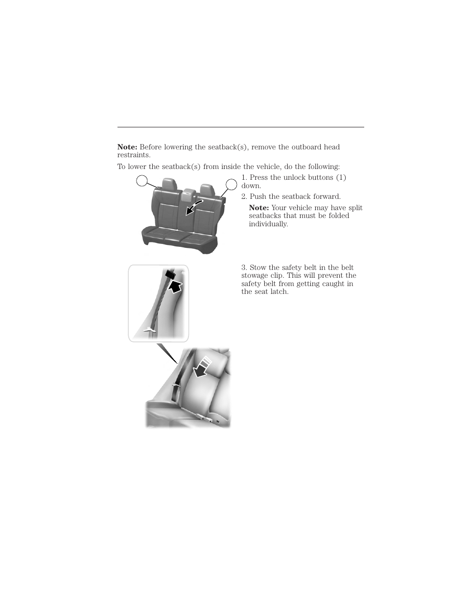 Folding the rear seats, Rear seats, 180 seating and safety restraints | FORD 2012 Focus Electric User Manual | Page 180 / 380