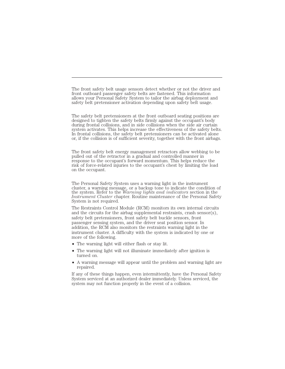 Front safety belt usage sensors, Front outboard safety belt pretensioners, 184 seating and safety restraints | FORD 2012 Focus Electric User Manual | Page 184 / 380