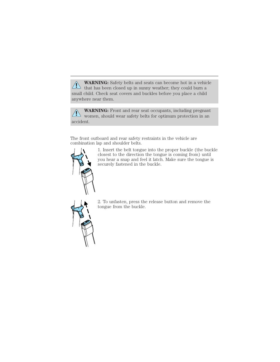 Combination lap and shoulder belts, 186 seating and safety restraints | FORD 2012 Focus Electric User Manual | Page 186 / 380