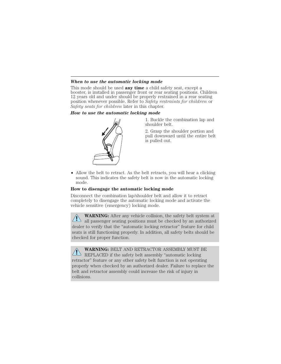 188 seating and safety restraints | FORD 2012 Focus Electric User Manual | Page 188 / 380