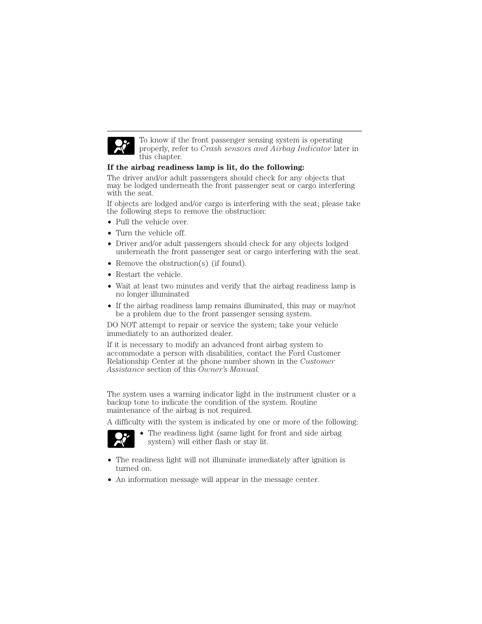 Determining if the system is operational, Seating and safety restraints 201 | FORD 2012 Focus Electric User Manual | Page 201 / 380