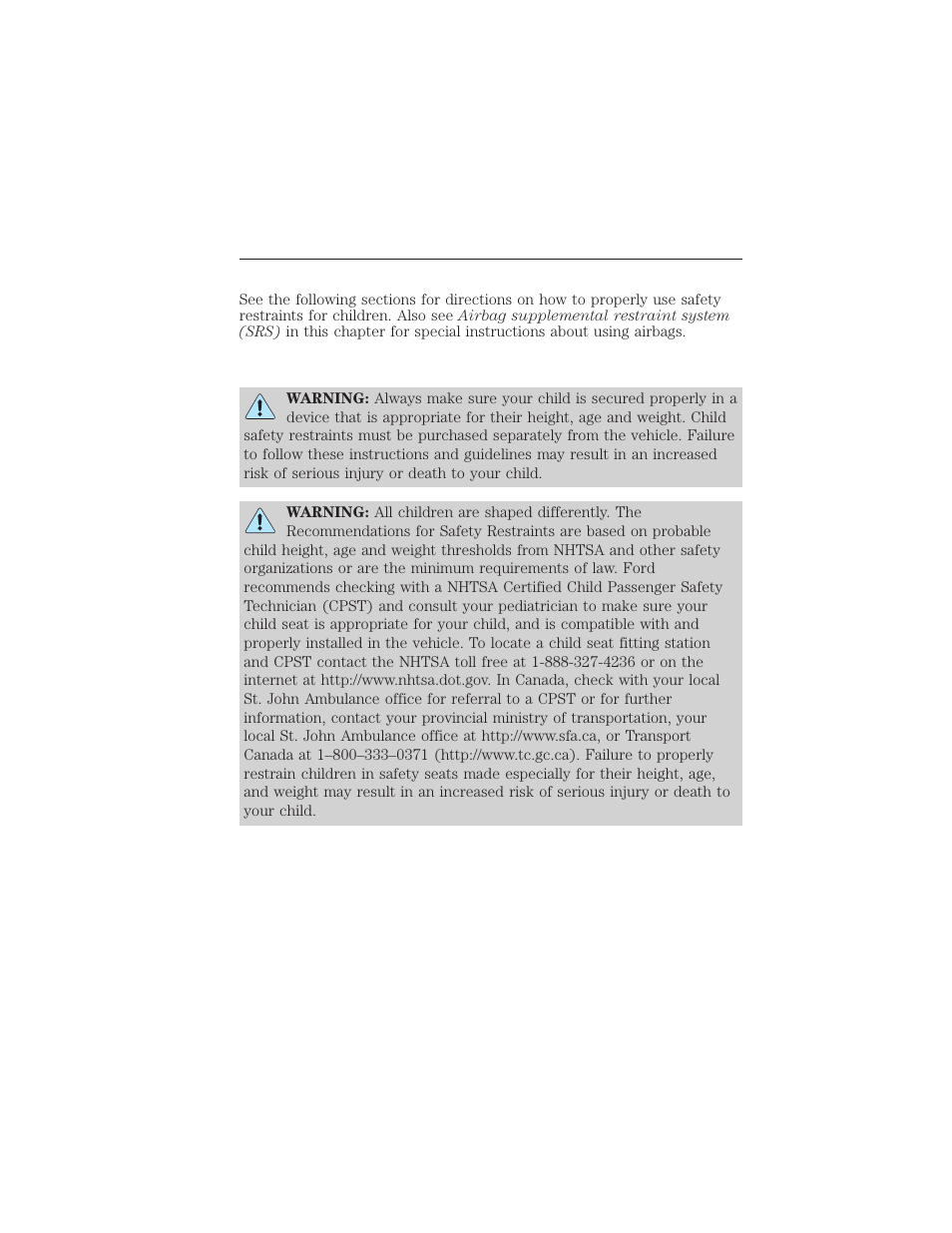 Safety restraints for children, Important child restraint precautions, Child restraints | 208 seating and safety restraints | FORD 2012 Focus Electric User Manual | Page 208 / 380