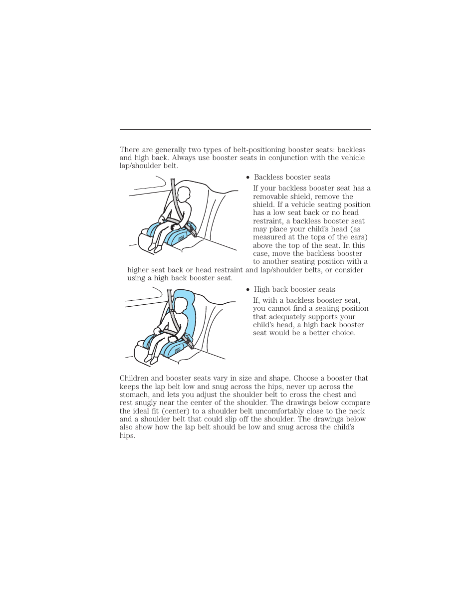 Types of booster seats, 222 seating and safety restraints | FORD 2012 Focus Electric User Manual | Page 222 / 380