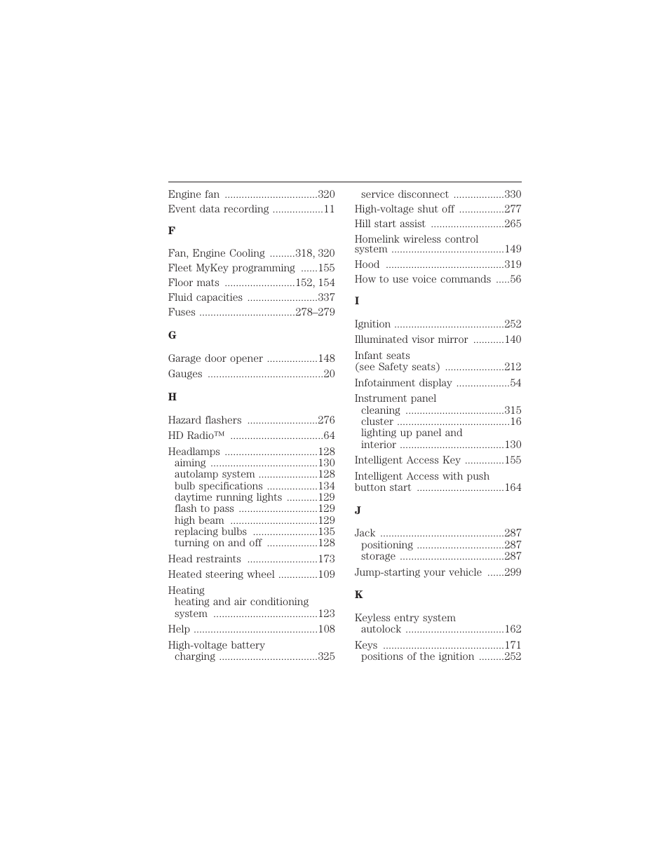 376 index | FORD 2012 Focus Electric User Manual | Page 376 / 380