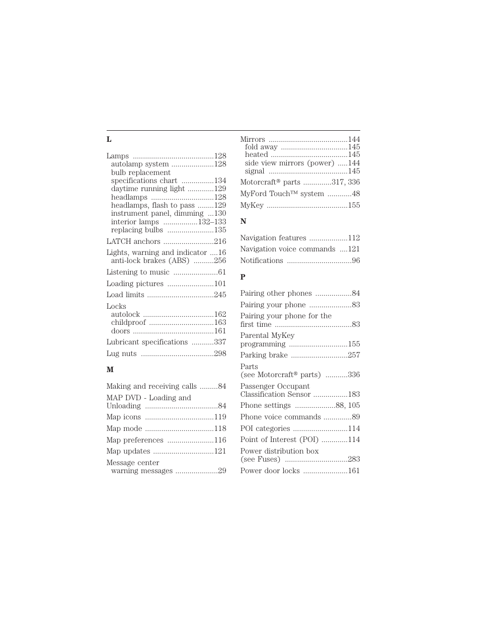 Index 377 | FORD 2012 Focus Electric User Manual | Page 377 / 380