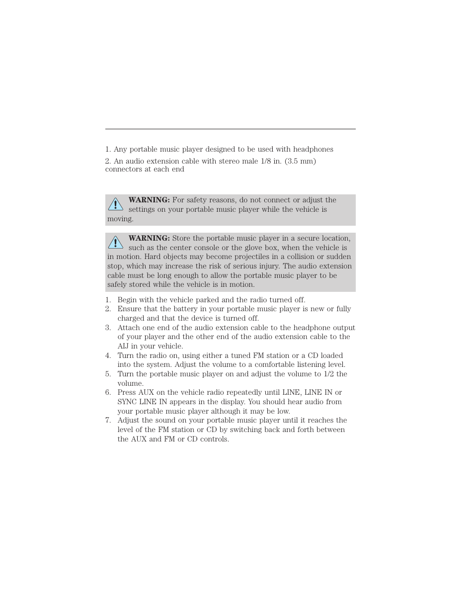 Required equipment, Using the auxiliary input jack, Entertainment systems 41 | FORD 2012 Focus Electric User Manual | Page 41 / 380