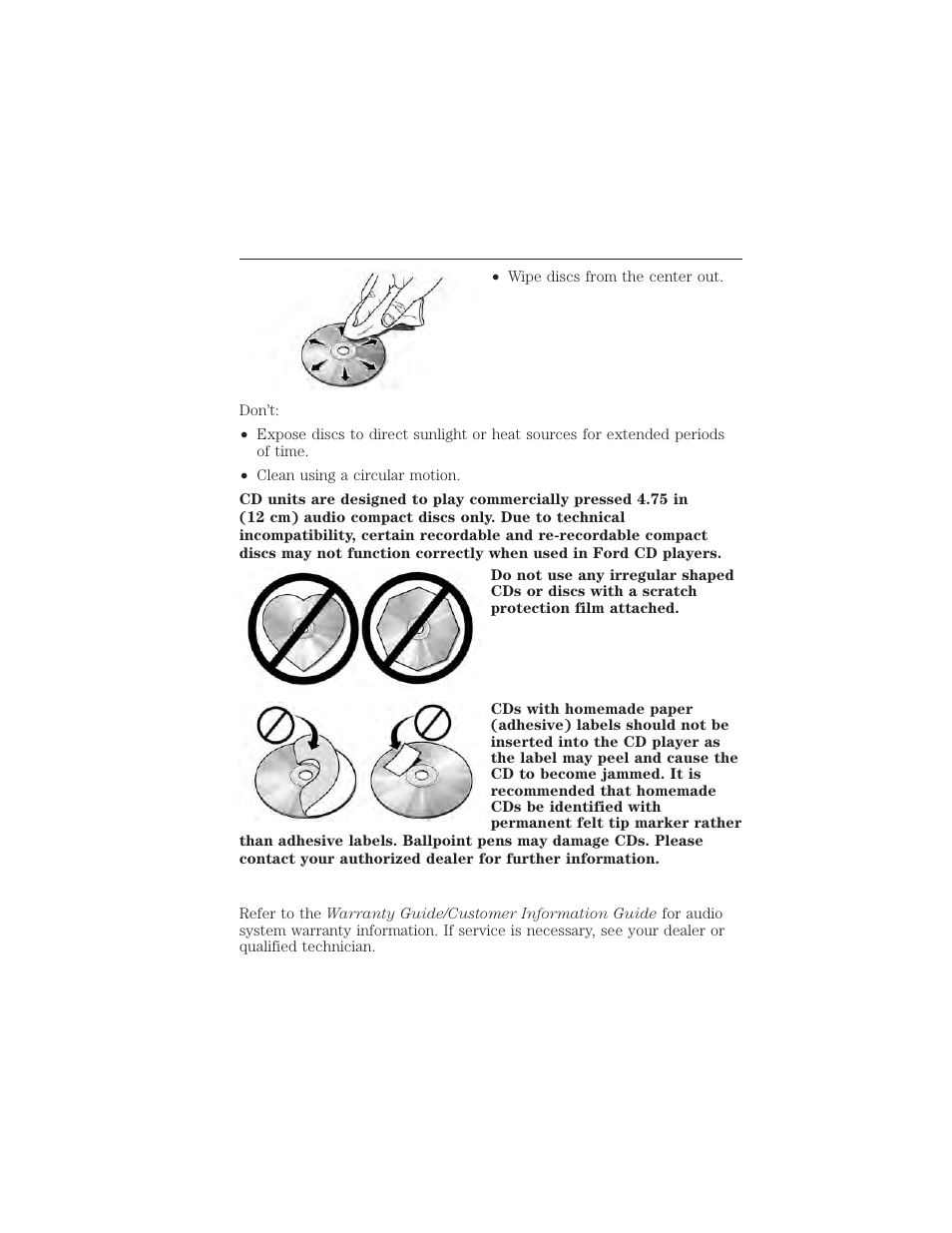 Audio system warranty and service, 44 entertainment systems | FORD 2012 Focus Electric User Manual | Page 44 / 380