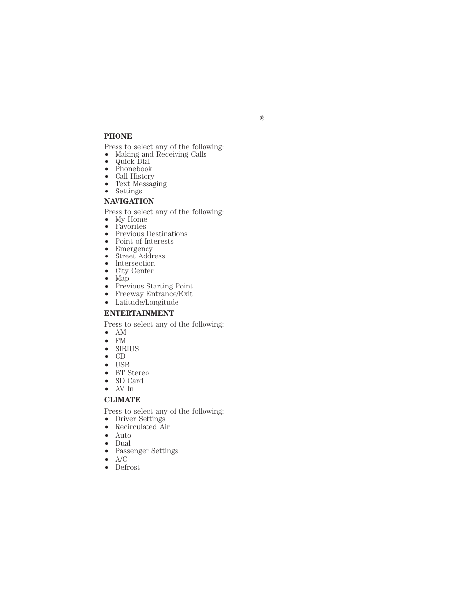 Myford touch ா 49 | FORD 2012 Focus Electric User Manual | Page 49 / 380