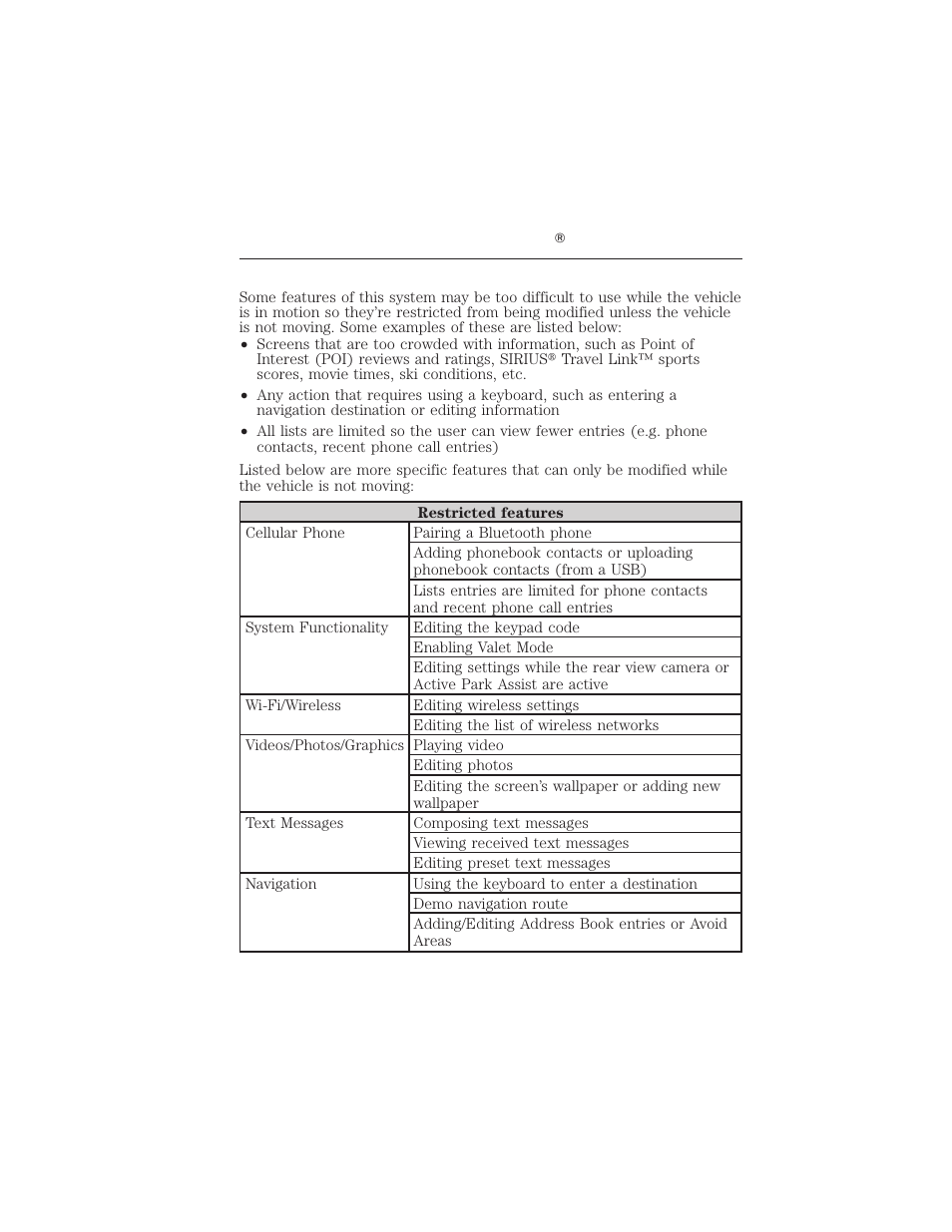 Speed-restricted features, 52 myford touch | FORD 2012 Focus Electric User Manual | Page 52 / 380