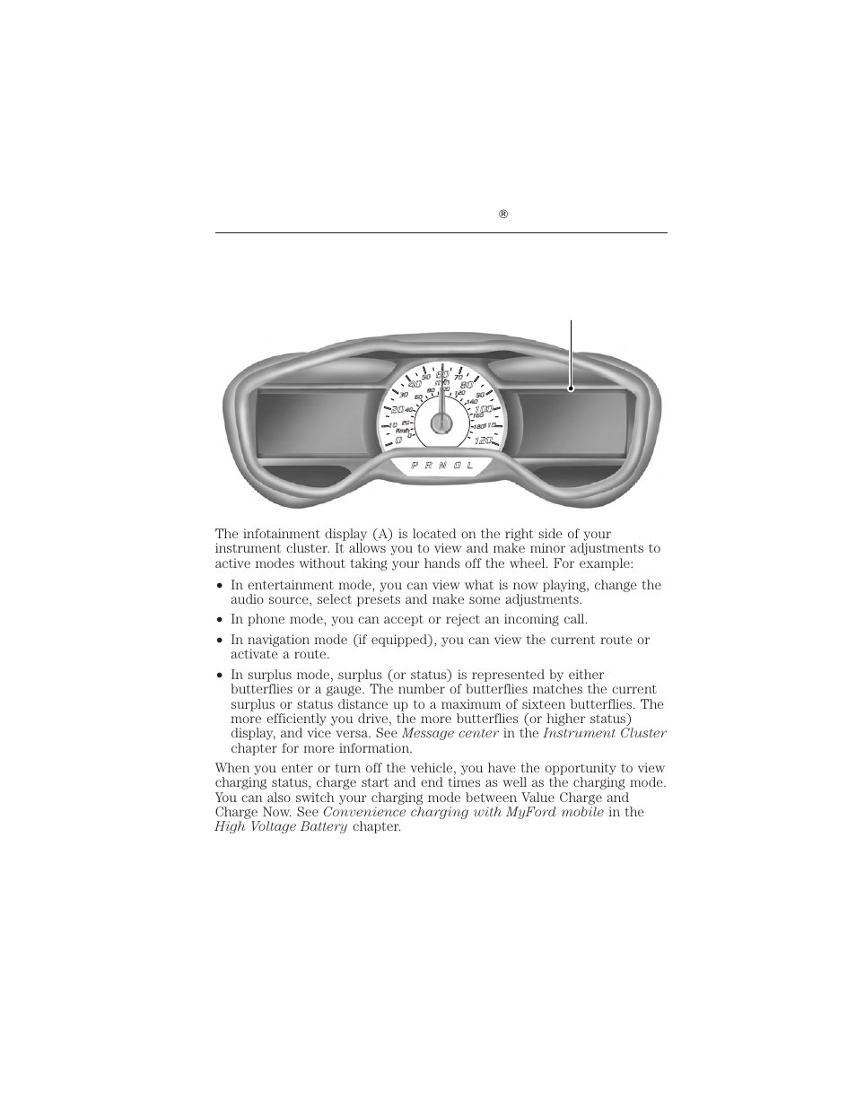 Infotainment display, 54 myford touch | FORD 2012 Focus Electric User Manual | Page 54 / 380