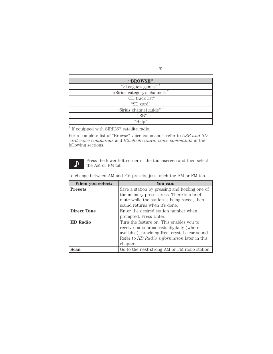 Am/fm radio, 62 myford touch | FORD 2012 Focus Electric User Manual | Page 62 / 380